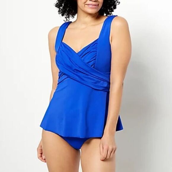 Kim Gravel Wrap Sweetheart Tankini Top and Brief Swimsuits Set - Picture 1 of 9